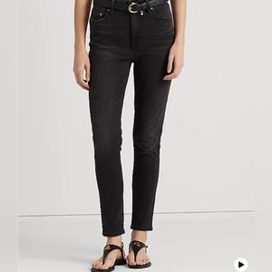 Lauren Ralph Lauren High-Rise Skinny Ankle Jean Women's Size14 Empire Black Wash
